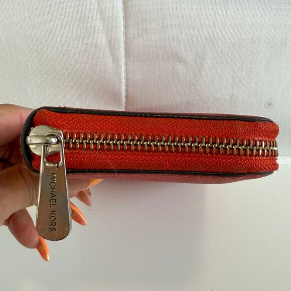 Michael Kors Orange Leather Long Zip Wallet - Picture 5 of 7